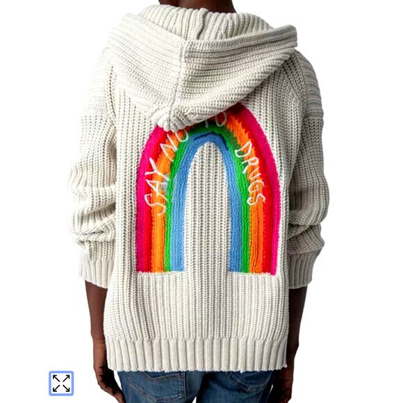 Zadig & Voltaire Anya Zippered Hooded Embroidered Cardigan size L - Picture 1 of 11